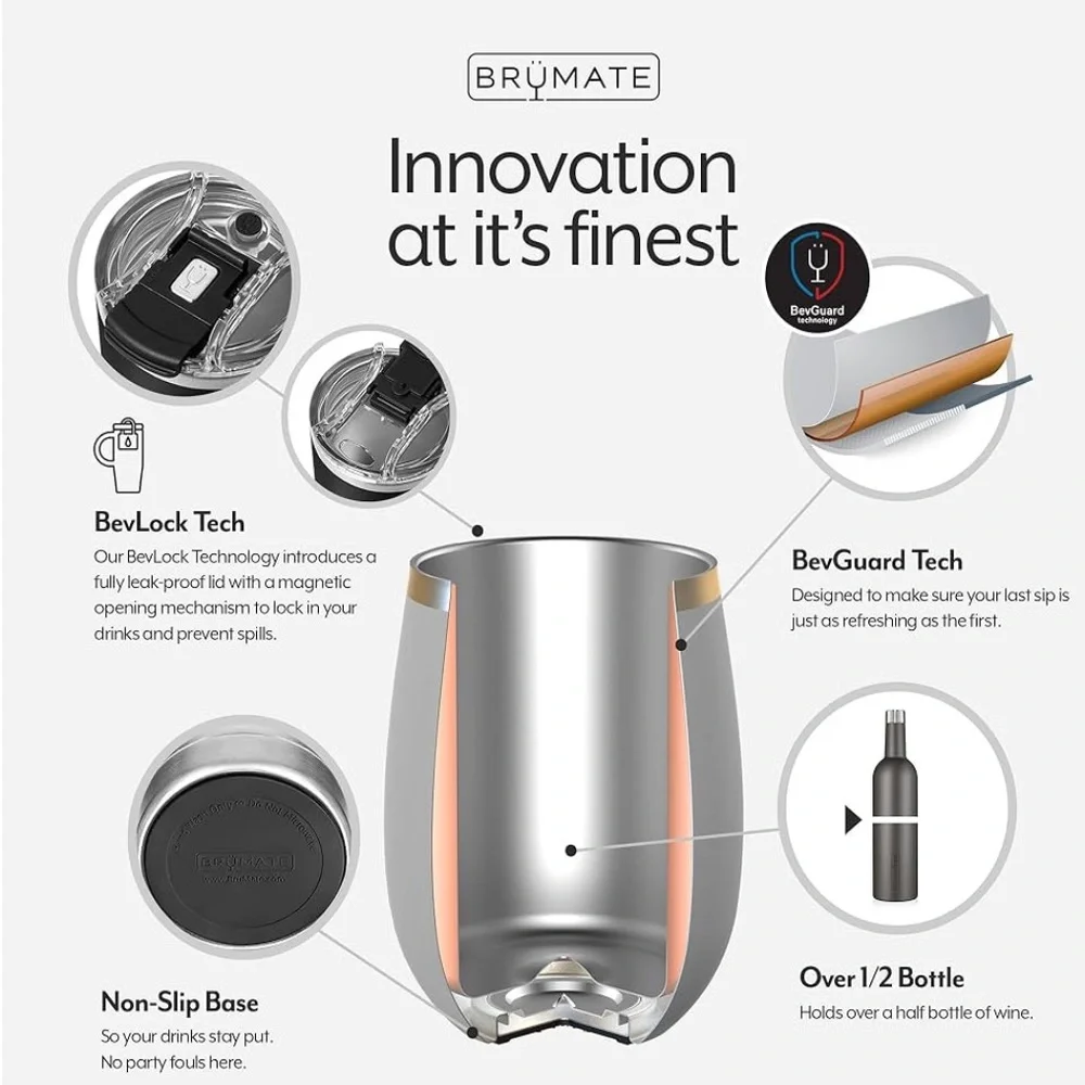 BrüMate Uncork'd XL MÜV - 100% Leak-Proof 14oz Insulated Wine Tumbler with Lid